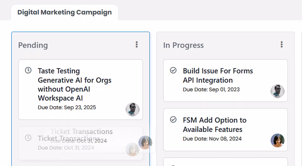 Task Kanban with accountable work