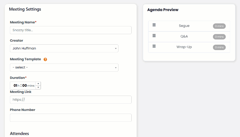 Load a Pre-Built Meeting Template