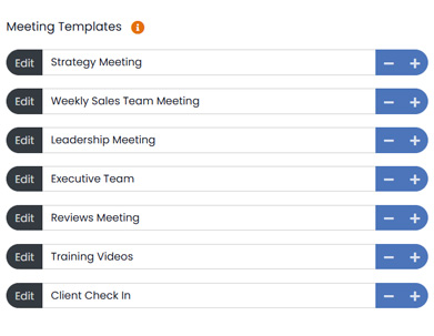 Meeting Templates for Consistency and ease-of-use