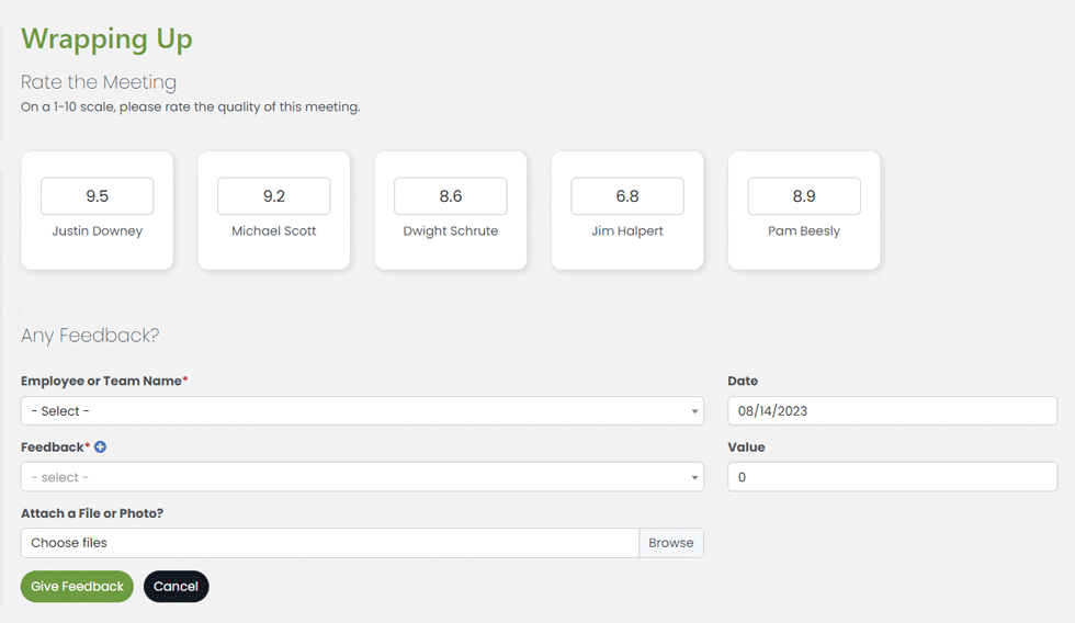Feedback from inside a meeting