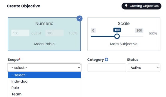 Objective Scoped to Individual, Role, or Team