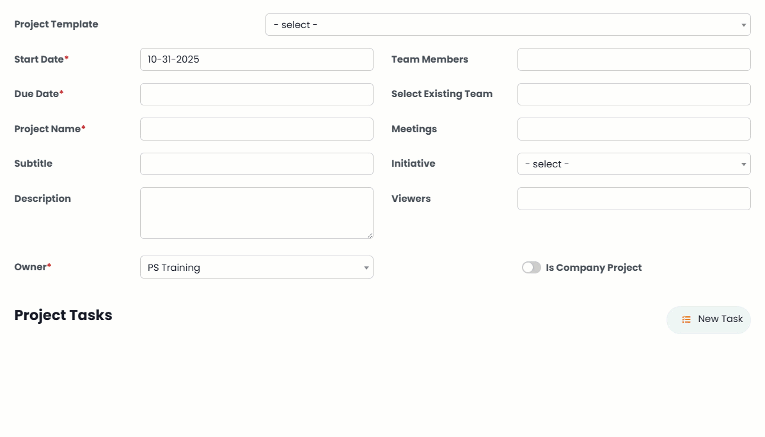Loading a Project Template into a new Project