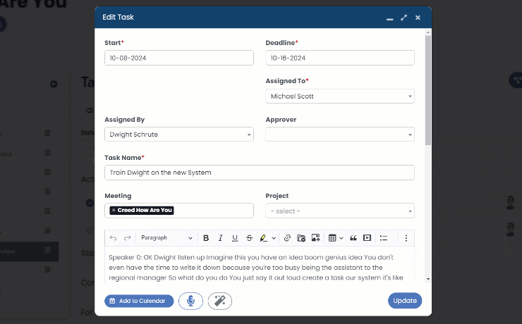 Task History and Revisions