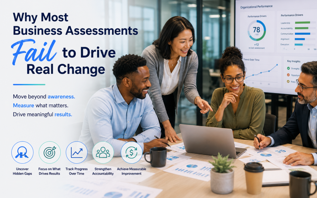 Business leaders reviewing organizational performance metrics and data-driven insights